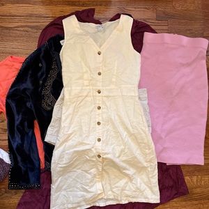 J Crew Cream Linen Button Down Dress